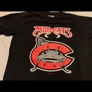 Vintage Majestic Carolina Mudcats Minor League Baseball Black T Shirt Size M